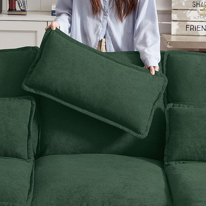 110 Sectional Couches for Living Room 4 Seat U Shaped Couch with Double Chaise Modular Cloud Sofa Removable Cover Modern Comfy Sofa for Home Furniture Office and Basement
