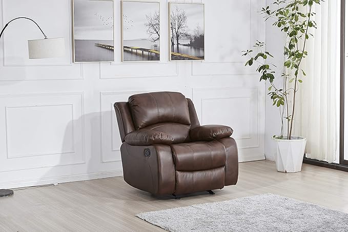 Betsy Furniture Faux Leather Reclining Glider Chair Recliner 8018 Multiple Colors (Brown Chair)