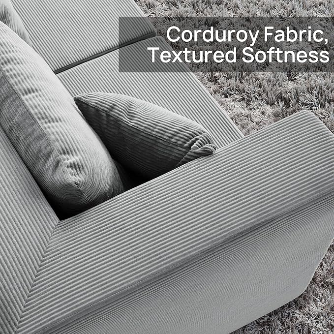 YINIX 140 Modular Sectional Sofa Couches Corduroy Sleeper Deep Seat Sofa Bed Comfy Cloud Couch for Living Room Floor Sofa 6 Piece Free Combination Compression Sofa No Assembly Required Grey