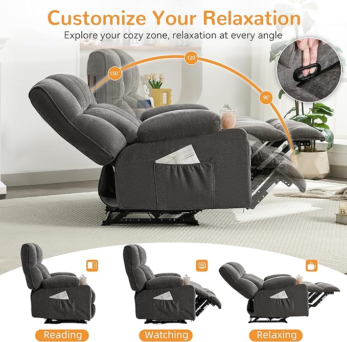 Oversized Loveseat Recliner Sofa Big Large Reclining Sofa with Cup Holders &amp Side Pockets Traditional 2-Seater Manual Recliner Couch for Living Room RV Home Theater Double Recliner (FabricGr