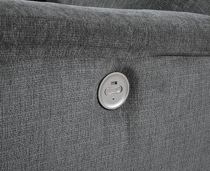 Signature Design by Ashley Barnsana Minimalist Power Reclining Sofa with USB Charging Ports Gray