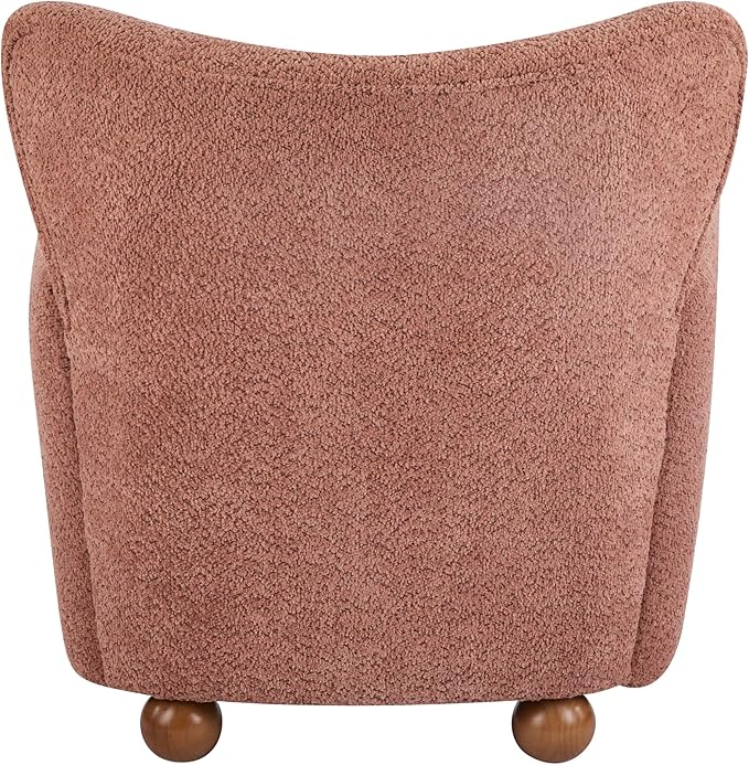 Christopher Knight Home Lindy Wingback Accent Chair Upholstered Armchair with Rounded Wooden Legs Curved Backrest Single Sofa Soft Cushion Seating Comfy Lounge Chair for Living Room Dusty Coral