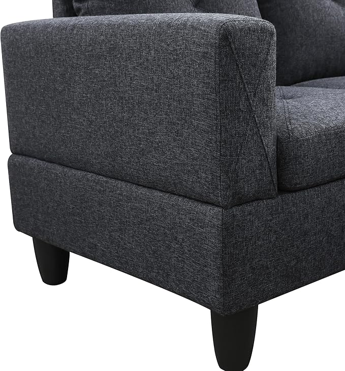 L Shaped Sectional Couch with Ottoman Modern Lounge Modular Sectional Sofa with Storage L Shaped Couch for Living Room Bedroom Dark Grey
