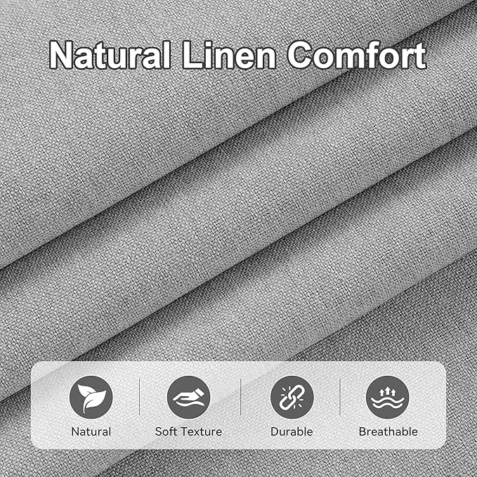 Accent Chair for Living Room Set of 2 Modern Linen Fabric Upholstered Armchair Comfy Reading Chair for Bedroom Mid Century Single Sofa Chair with Solid Wood Legs for Apartment Office Grey