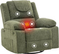 Oversized Rocker Recliner Chair for Adults 360° Swivel Glider Nursery Recliner with Vibration Massage &amp Heat Single Sofa for Living Room &amp Bedroom (Green)