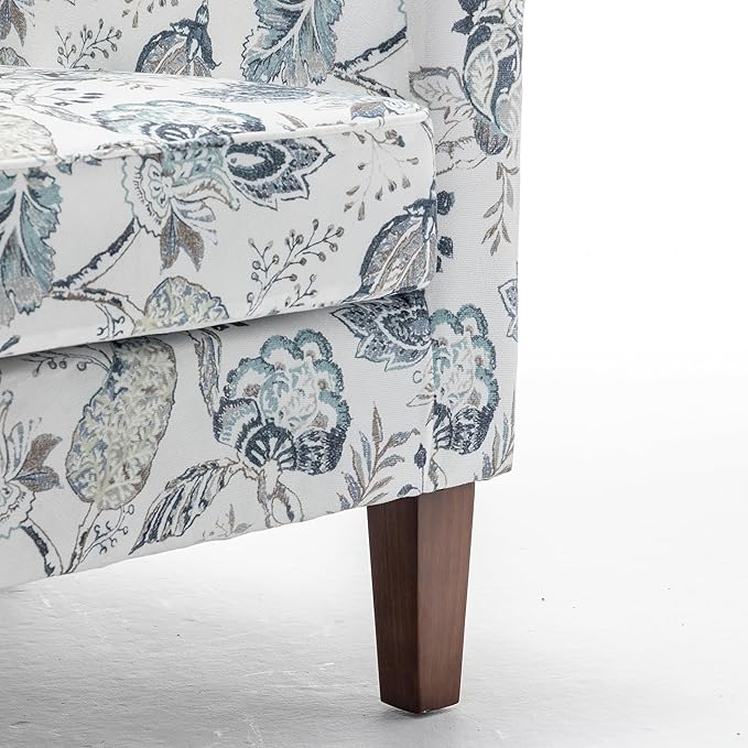 Contemporary Accent Arm Chair with Birch Wood Frame and Velvet Upholstery Armchair for Office and Living Room Decor Removable Cushions 07 Printed Fabric