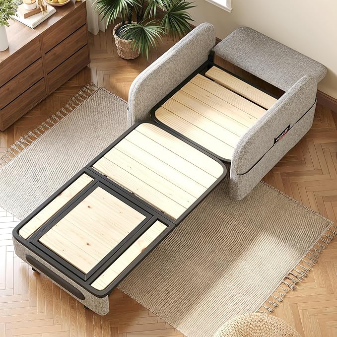 34.6 Pull Out Sofa Bed Convertible Sleeper Sofa 2-in-1 Couch Bed for Living Room &amp Small Spaces RV Sofa Bed Multi-Functional Folding Loveseat Gray