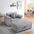 KEIKI 47.24 inch Corduroy Sofa Wide Corduroy Armchair with Storage Feet and 2 Throw Pillows Sleeper Couch for Living Room Apartment Salon Home Theater Gray