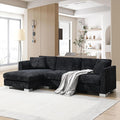 96 * 56 Modern Cloud Sectional Sofa L-Shaped Luxury Couch Set with 2 Free Pillows4-seat Chenille Indoor Furniture with Oversized Chaise for Living Room Apartment Office