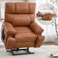 Oversized Power Lift Recliner Chair for Elderly Dual Motor Lift Chair with Vibration Massage &amp Lumbar Heating Standing Assistance Recliner with Cup Holders for Living Room - Faux Leather Orange