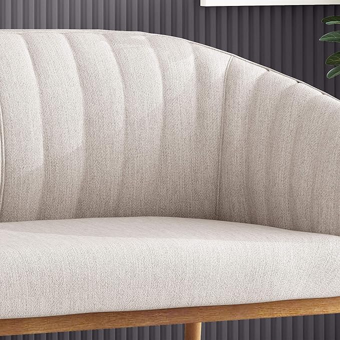 Great Deal Furniture Noble House Galena Mid-Century Fabric Loveseat in Beige