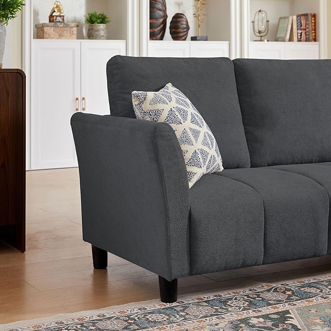 102 L Shape Sectional Couch6 Seat Convertible Modern Corner Sofa Sectional with Removable Covers for Living Room Dark Grey