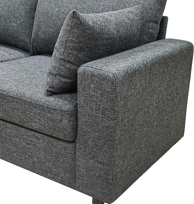 71 Modern Loveseat Sofa with Deep Seat Comfortable Couch with 2 Removable Pillows Minimalist Upholstered Sofa with Sturdy Frame for Living Room Office Studio Dark Gray
