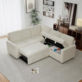 Corduroy L Shaped Sofa Set for Living Room5 Seater Modular Sectional Sofa Couch with StorageModern Corner Couch BedConvertibe Pullout Sleeper Sofas for Bedroom (Corduroy Beige 5 Seater)
