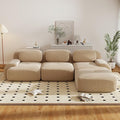 117.3” Modular Sectional Sofa Corduroy L Shape Boneless Couch with Ottoman Comfy 4 Seater Cloud Sofa Sectional Deep Seat Modern Upholstered Couches for Living Room No Assembly Required