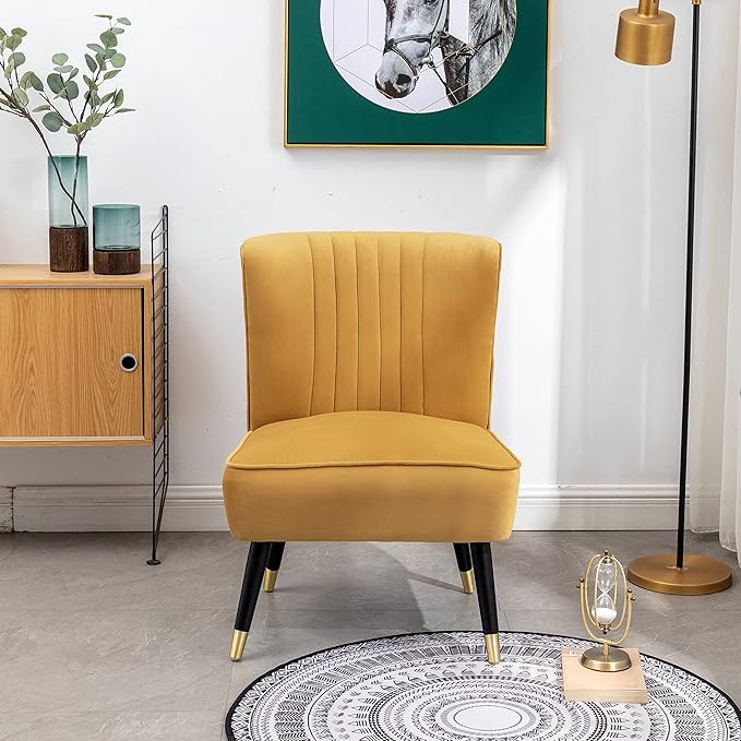 Elon Contemporary Velvet Upholstered Accent Chair Gold