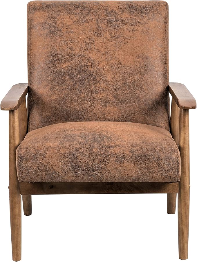 C137 Barlow Modern Vintage Open-Framed Arm Living Room Chair 30.5 Light Brown