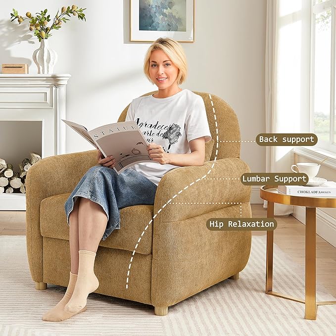 33.5 Accent Chair with Seat Storage Modern Reading Chair Accent Chairs for Living Room Armchair BedroomApartment (Ginger Yellow 33.5)