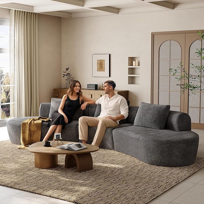 ONBRILL 134“ Cloud Sectional CouchModern Modular Curved Sofa with Deep SeatUpholstered Chenille Boneless Upholstered Couches for Living RoomNo Assembly Required