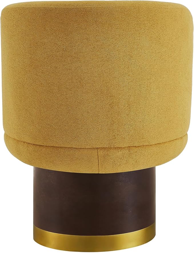 Christopher Knight Home Mirin Upholstered 360° Swivel Accent Chair Chenille Fabric Swivel Barrel Chair Modern Vanity Chair for Living Room Bedroom Yellow+Brown