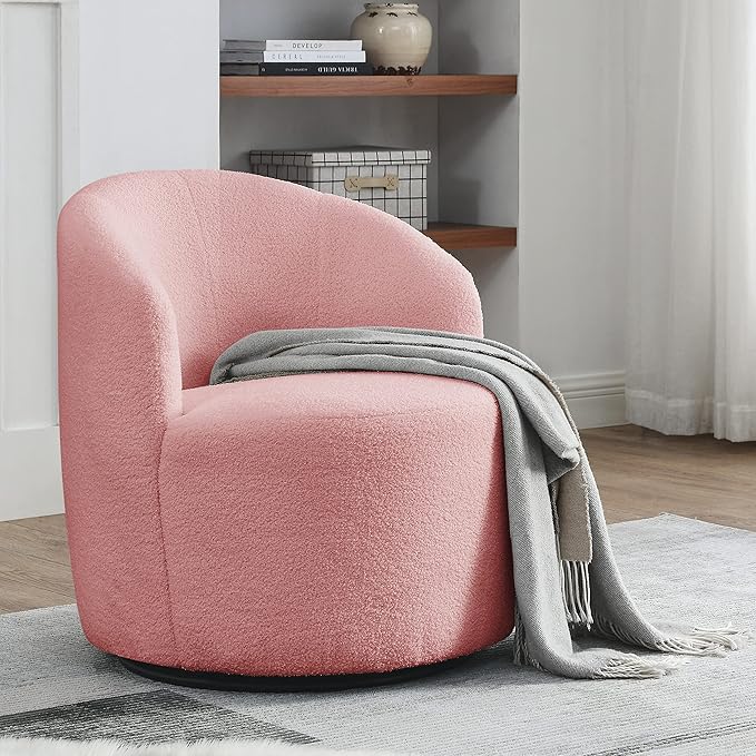 Swivel Barrel Chair Living Room Swivel Chair with Round Storage Chair 360 ° Swivel Club Chair Nursery Bedroom Office Hotel with upholstered Modern Armchair Teddy Fabric