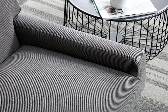 Generic Accent Chair Modern Industrial Slant Armchair with Metal Frame Premium High Density Soft Single Chair for Living Room Bedroom Grey