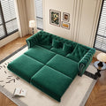 3-in-1 Convertible Sleeper Sofa Bed with Storage Ottoman King Size Velvet Tufted Chesterfield Sofa for Living Room Apartment Guest Room (Green)