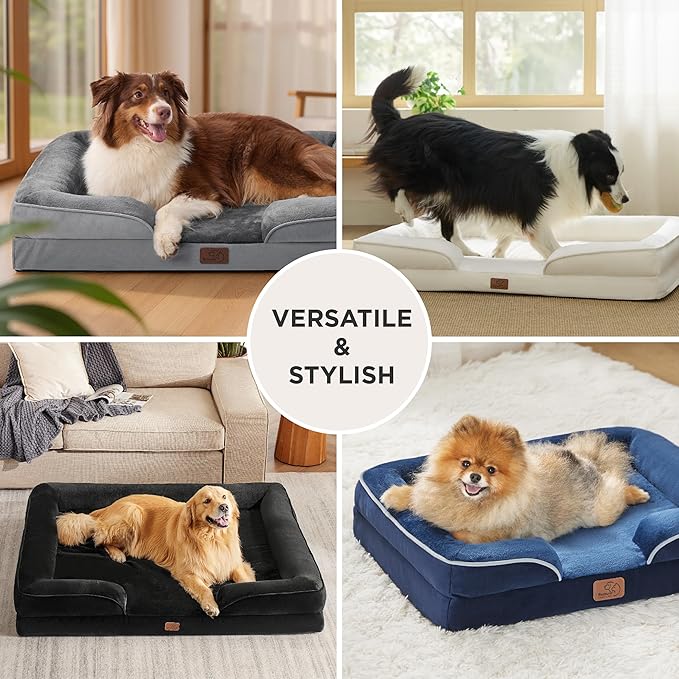 Bedsure L Plus Orthopedic Dog Bed for Large Dogs - Washable Dog Cat Bed Waterproof L Plus Big Comfort Dogs Couch Sofa with Washable Removable Cover Pet Bed with Nonskid Bottom Brown 38