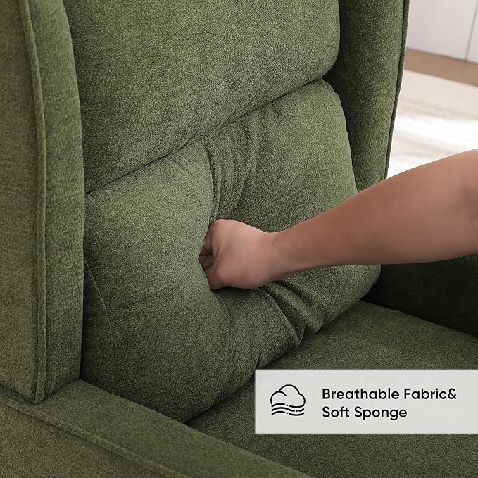 Nursery Rocking Chairs Rocking Chair Nursery for Mom Nursery Rocker with High Backrest and Solid Wood Legs Modern Wingback Accent Rocking Chair for Reading Living Room Bedroom Green