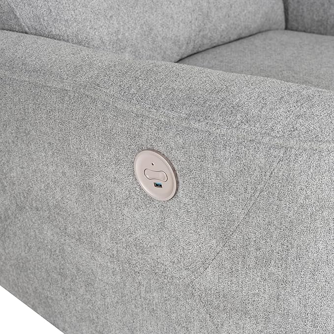 Powell Kylee Grey Upholstered Power Reclining Chair with Charging Port