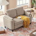 Small Loveseat Sofa60 Modern Love Seat Couch with Back Cushions and Wood Legs 2 Seater Mid Century Couches for Living Room Bedroom Small Spaces(Beige)