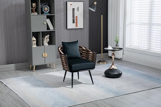 Velvet Accent Chair Modern Upholstered Armchair Tufted Chair with Metal Frame Single Leisure Chairs for Living Room Bedroom Office Balcony