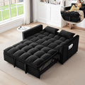 KEIKI 51.2 3-in-1 Convertible Sofa Bed Sleeper Sofa Chair with Adjustable Backrest Side Pockets &amp Roller Legs Cloud Futon Couch for Apartment Bedroom or Office Black
