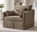 ONBRILL Accent Chair for Living Room Slipcovered Chair with 3 Throw Pillows Comfy Reading Chair Deep Seat Armchair w/Sloped Arms Modern Single Couch Sofa for Apartment Brown