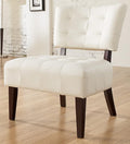 Roundhill Furniture Movile Blended Leather Tufted Accent Chair with Oversized Seating Ivory