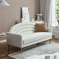 YUHUASHI Stylish Rainbow Sofa 3-Seater Sofa Sturdy Solid Wood Legs for Studio Bedroom Home Office 64-Inch Wide Linen Fabric (64 Three-Person Sofa Cream)
