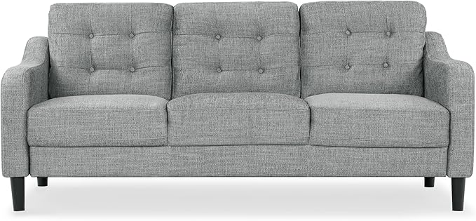SAFAVIEH Couture Furniture Collection Nathaniel Grey Tufted 3-Seater Sofa