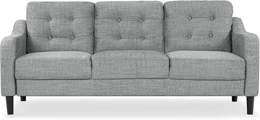 SAFAVIEH Couture Furniture Collection Nathaniel Grey Tufted 3-Seater Sofa