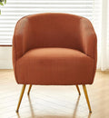Modern Corduroy Accent Chair with Gold Metal Legs Channel Back Design and Soft Upholstery Comfortable Seating for Living Room Bedroom or Office Cinnamon Brown