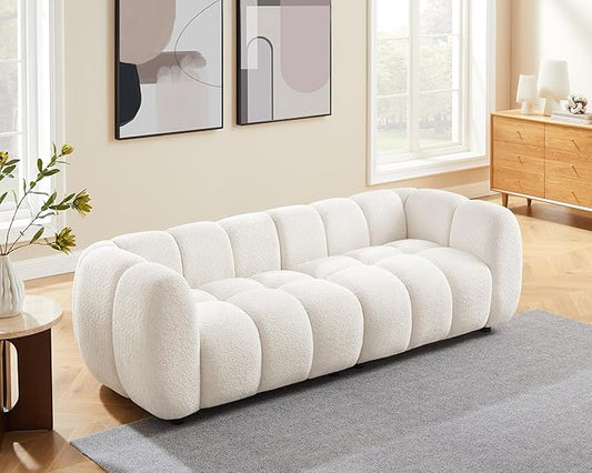 VANOMi 88 Oversized Boucle Sofa Modern Upholstered Tufted Cloud Couch Deep Seat Boucle SofaCozy Modern 3 Seater Couch for Living Room Bedroom Apartment