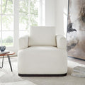 Oversized Living Room Chair Modern Comfy Boucle Accent Chairs with Throw Pillow Upholstered Armchair for Bedroom Office Waiting Room Fully Assembled (White)