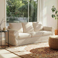 89 3-Seater Couch for Living Room Slipcovered Sofa Beige Couches with Washable Cover Supportive Cushions &amp Sturdy Frame for Small Spaces Apartment Office Easy Assembly