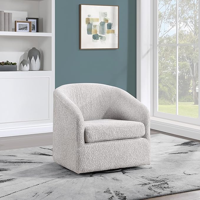 OSP Home Furnishings Parker Upholstered Swivel Tub Accent Chair Sterling Fabric