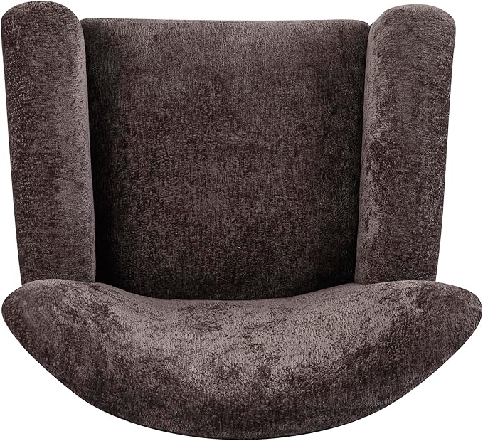 Christopher Knight Home Lindy Wingback Accent Chair Upholstered Armchair with Rounded Wooden Legs Curved Backrest Single Sofa Soft Cushion Seating Comfy Lounge Chair for Living Room Dark Brown