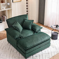 46.9 W Oversized Chair with Ottoman Corduroy Upholstered Chaise Lounge Chair Indoor Reading Chairs Sofa Couche Oversized Comfy Chairs for Living Room Bedroom (Corduroy Green)