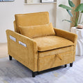 Sleeper Chair Pull Out BedChenille 3 in 1 Convertible Sleeper Couches Single Sofa Chair with Adjustable Backrest for Living Room Bedroom Small Spaces (Mustard Yellow)