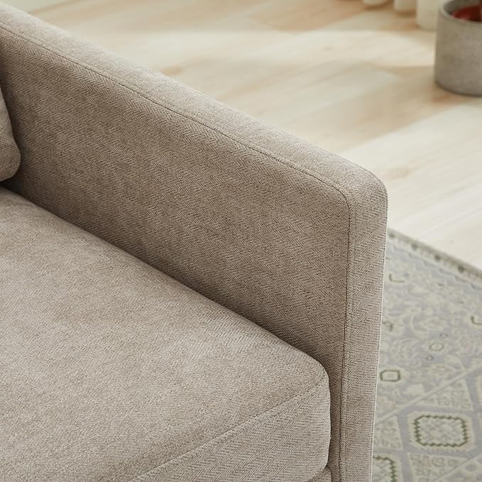 360° Swivel Upholstered Armchair 30.7 W Modern Comfort Single Sofa Chair for Living Room Bedroom Apartment Nursery Taupe