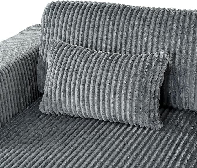 86-Inch Fluffy Corduroy Boneless Sleeper Daybed Loveseat Double Recliner Chaise Lounge Sofa Couches Floor Cloud Sofa Chaise W/4 Pillows for Home Apartment Living Room
