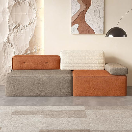 Mid-Century Modern Modular Sectional Sofa 79.9 Width Multi Color Fabric Upholstered Couch Versatile Living Room &amp Bedroom Furniture with Modular Design for Cozy Seating