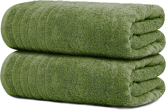 Tens Towels Pack of 2 Extra Large Bath Sheets 35 x 70 Inches 100% Cotton Larger &amp Lighter Weight Quicker to Dry Super Soft &amp Absorbent Oversized Bath Towels Green